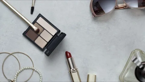 Make Up-Top View Lifestyle Stock Footage 156055859