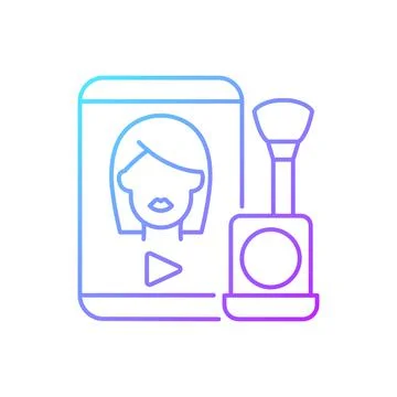 Make up tutorial videos gradient linear vector icon Stock Illustration