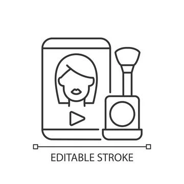 Make up tutorial videos linear icon Stock Illustration