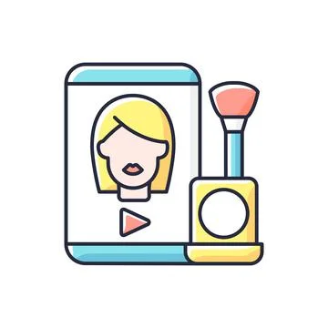 Make up tutorial videos RGB color icon Stock Illustration