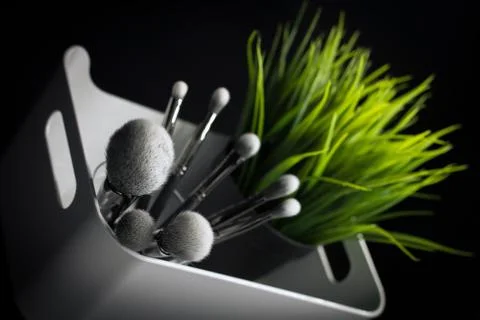 Make up white brushes Stock Photos