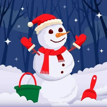 Make White Snowman In Winter Illustrazione stock