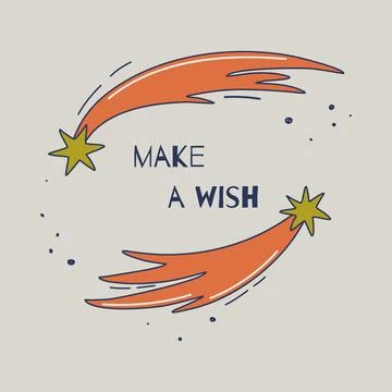 Make a wish. Cute print with shooting stars or comets. Stock Illustration