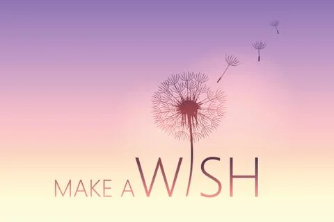 Make a wish typography with dandelion Stock Illustration