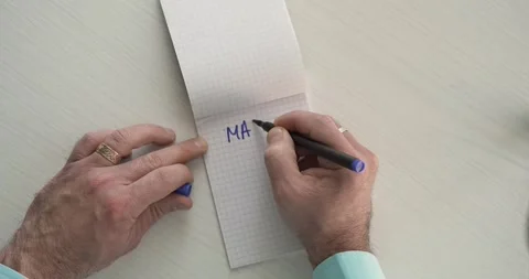 Make You Life - this word is written on the sheet by a man's hand Stock Footage 267086103