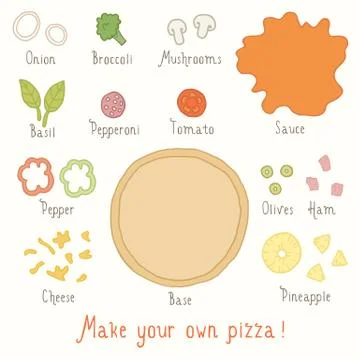 Make you own pizza set. Stock Illustration