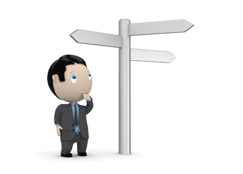 Make your choice! social 3d characters Stock Illustration