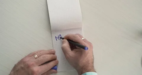 Make your Day  - this word is written on the sheet by a man's hand Stock Footage 267085885