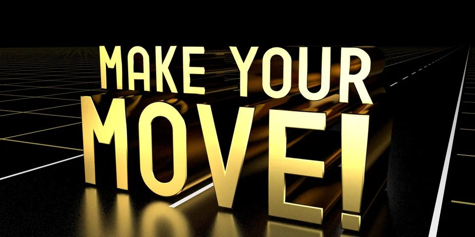 Make your move concept, road - 3D rendering Illustrazione stock