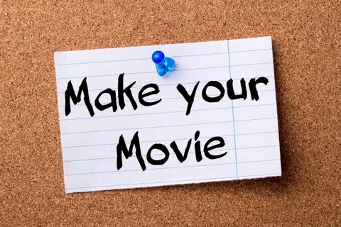 Make your Movie - teared note paper pinned on bulletin board Stock Photos