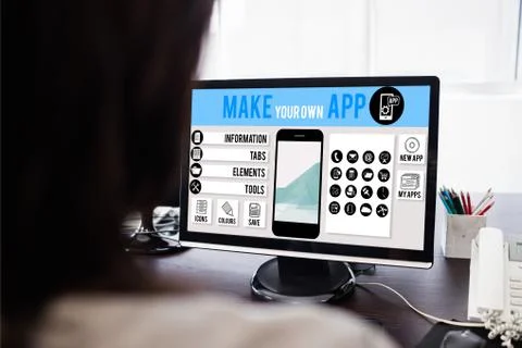 Make your own app smartphone against white background with vignette 스톡 사진