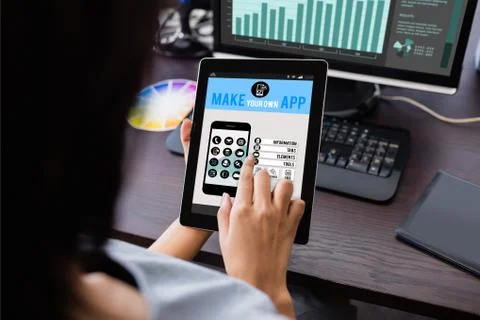 Make your own app smartphone against business interface 스톡 사진