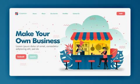 Make your own business vector design illustration with flat cartoon style. Cu Stock Illustration