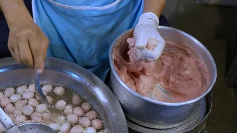 Make your own pork meatballs from your own hands. Stock Footage 263692464