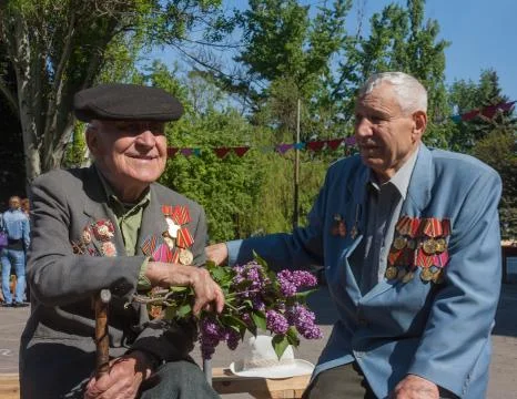 Makeevka, Ukraine - May, 7, 2014: Veterans of World War II Stock Photos