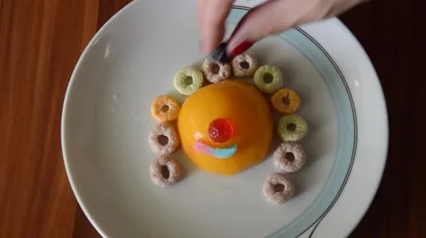 Makeing face out of food Stock Footage 40956750