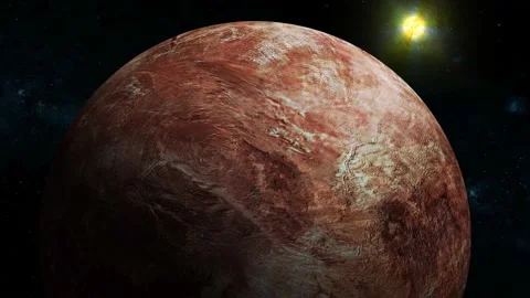 Makemake fictional 3d planet with glowing sun Stock Footage 221911521