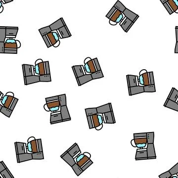 Maker coffee electronic device vector seamless pattern Stock Illustration