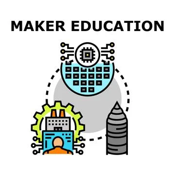 Maker education concept development in technological innovation process Illustrazione stock
