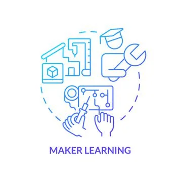 Maker learning blue gradient concept icon Stock Illustration