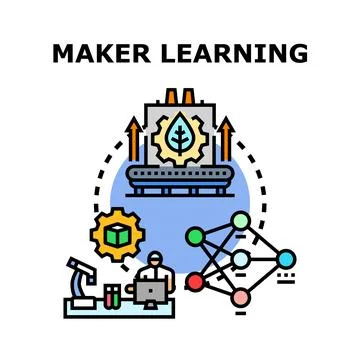 Maker learning concept with production and research Stock Illustration