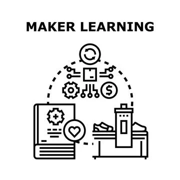 Maker learning process creating innovative products Illustration