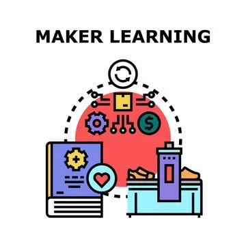 Maker learning process creating innovative products Stock Illustration