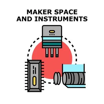 Maker space engineering with electronic components concept Stock Illustration