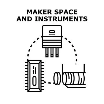 Maker space engineering with electronic components concept Stock Illustration