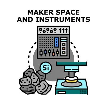Maker space instruments processing silicon raw materials Illustrazione stock