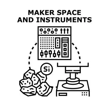 Maker space instruments processing silicon raw materials Stock Illustration
