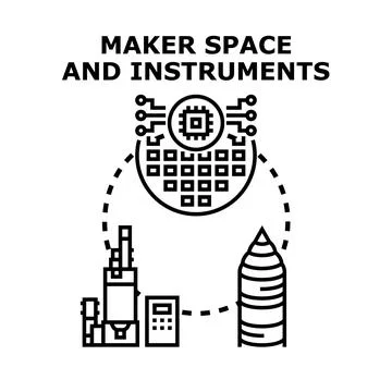 Maker space workshop creating electronic components icon イラスト素材