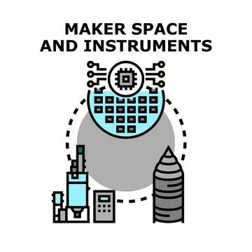 Maker space workshop creating electronic components icon イラスト素材