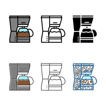 Maker styleset coffee electronic device color icon vector Stock Illustration