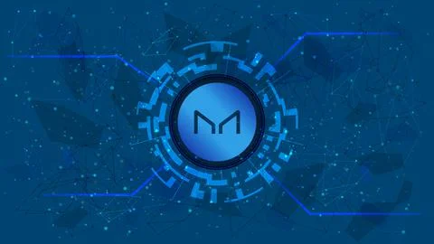 Maker token symbol of the DeFi project in a digital circle Stock Illustration