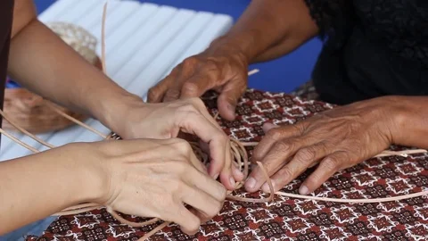 Makes wicker basket. Stock Footage 72563895