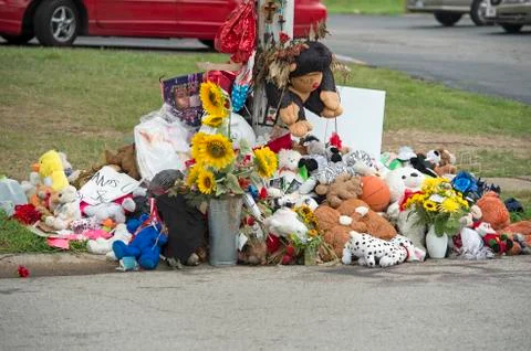 Makeshift Memorial for Michael Brown in Ferguson MO Stock Photos