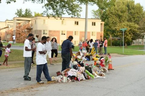 Makeshift Memorial for Michael Brown in Ferguson MO Stock Photos