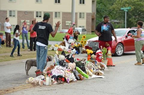 Makeshift Memorial Where Michael Brown was Shot Stock Photos