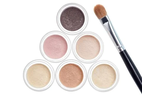 Makeup and brush isolated Stock Photos