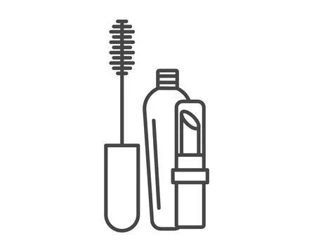 Makeup and cosmetics. Linear vector set of beauty graphic icons and symbols i Stock Illustration