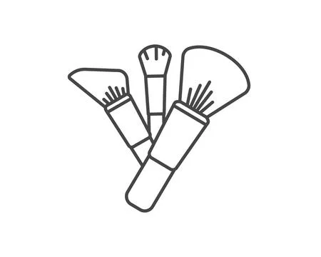 Makeup and cosmetics. Set vector graphic icons of beauty brushes for face, .. Illustrazione stock