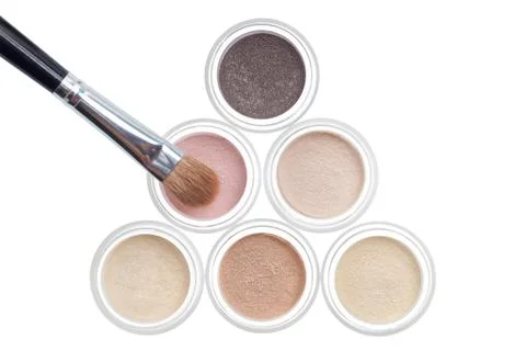 Makeup and eye shadow with brush Stock Photos