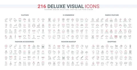 Makeup and hygiene kit, accessory and clothes for shopping, ecommerce line icon イラスト素材