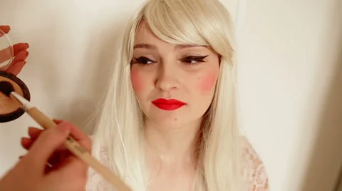 Makeup, applying highlighter Stock Footage 62453706