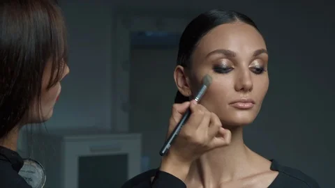 Makeup artist and model Stock Footage 111368186