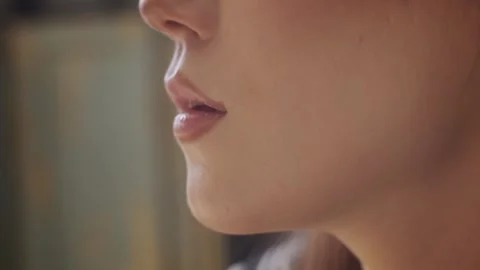 Makeup artist applying lip liner to beautiful models lips Stock Footage 317436898
