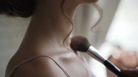 Makeup artist with brush Stock Footage 147753233