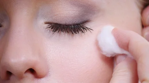 Makeup artist doing blush cheek correction. Stock Footage 115806280