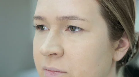 Makeup artist making make-up for young model Stock Footage 63747457